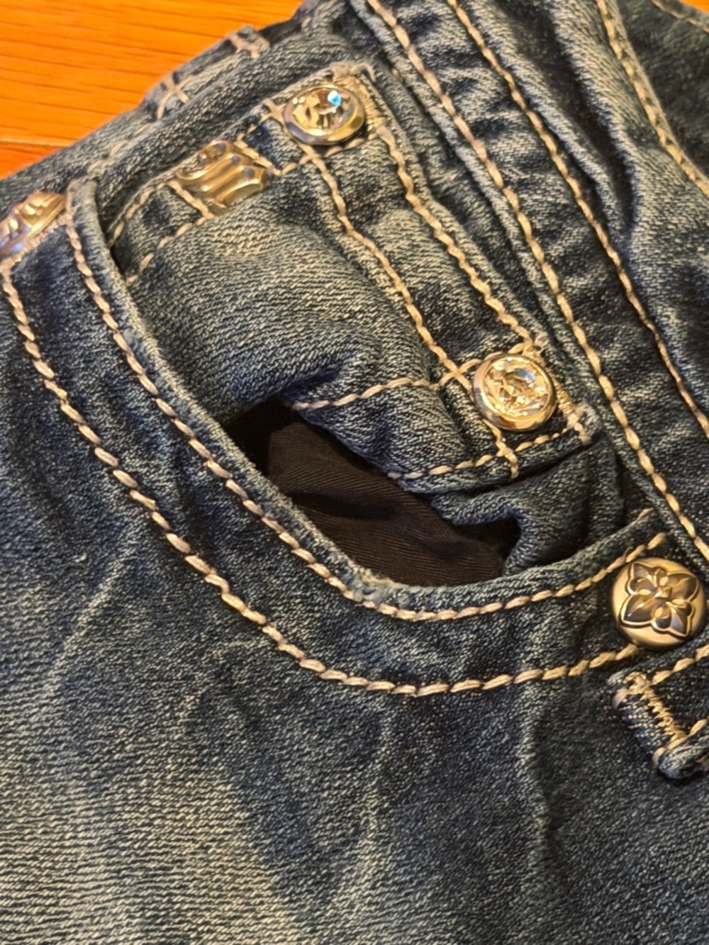 Miss Me Bootcut Jeans Medium Wash Size 30 Western Stitch Y2K Denim - Picture 5 of 12